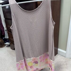 Matilda Jane Taupe Tank with Pink Dot and Pastel Floral Hem